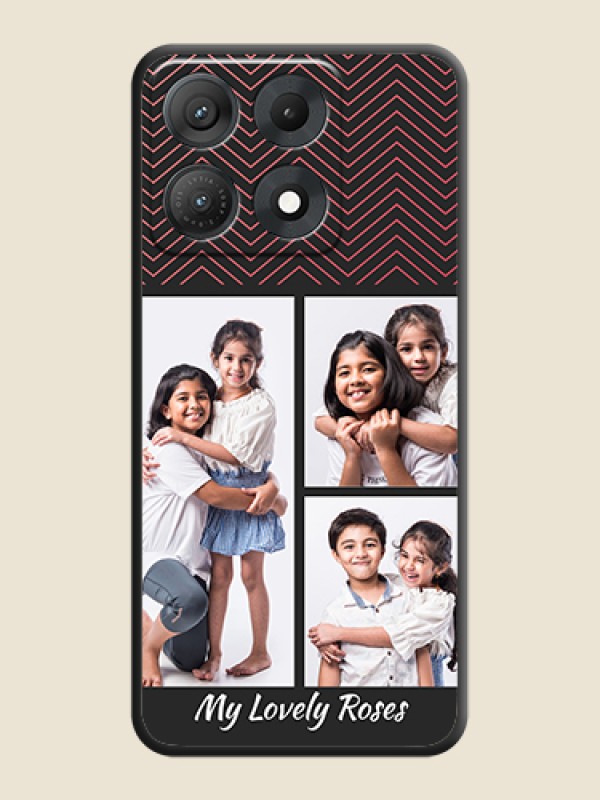 Wave Pattern with 3 Image Holder On Space Black Custom Soft Matte Mobile Back Cover - Motorola Edge 70 Max 5G