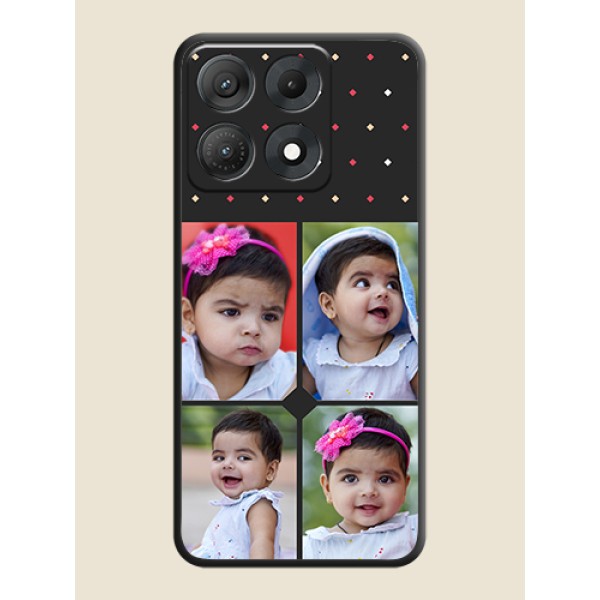 Multicolor Dotted Pattern with 4 Image Holder On Space Black Custom Soft Matte Mobile Back Cover - Motorola Edge 70 Max 5G