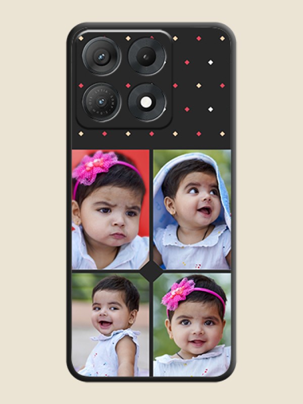 Multicolor Dotted Pattern with 4 Image Holder On Space Black Custom Soft Matte Mobile Back Cover - Motorola Edge 70 Max 5G