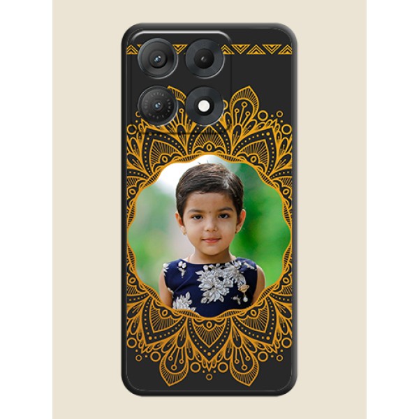 Round Image with Floral Design On Space Black Custom Soft Matte Mobile Back Cover - Motorola Edge 70 Max 5G Round Image with Floral Design On Space Black Custom Soft Matte Mobile Back Cover - Motorola Edge 70 Max 5G