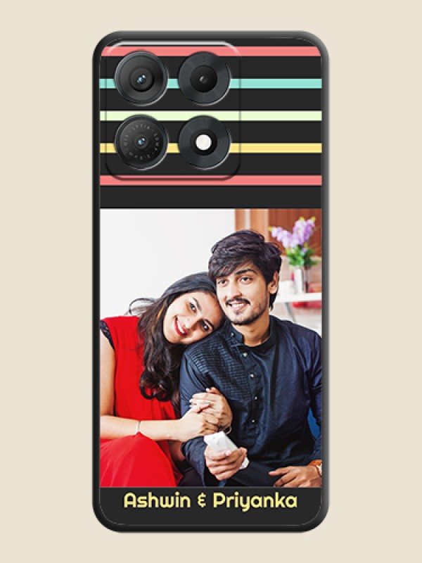 Color Stripes with Photo and Text on Photo On Space Black Custom Soft Matte Mobile Back Cover - Motorola Edge 70 Max 5G