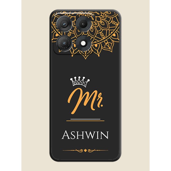 Mr Name with Floral Design On Space Black Custom Soft Matte Mobile Back Cover - Motorola Edge 70 Max 5G Mr Name with Floral Design On Space Black Custom Soft Matte Mobile Back Cover - Motorola Edge 70 Max 5G