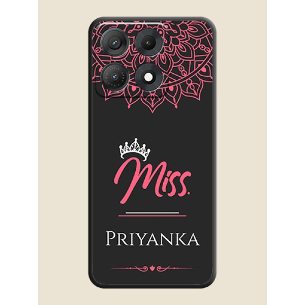 Mrs Name with Floral Design On Space Black Custom Soft Matte Mobile Back Cover - Motorola Edge 70 Max 5G