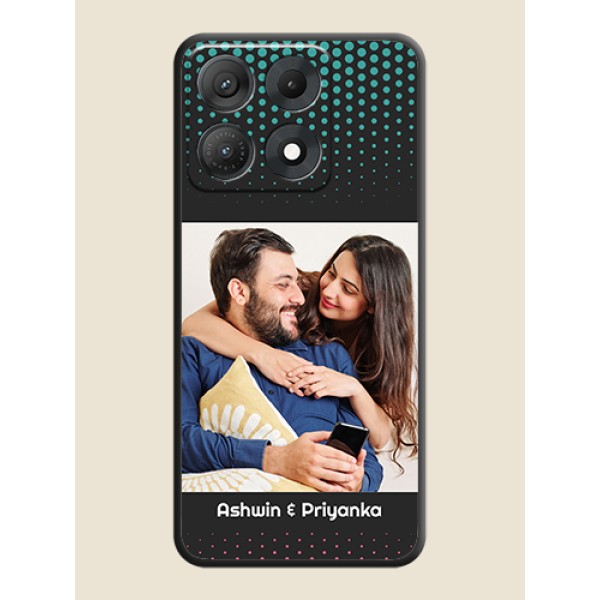 Faded Dots with Grunge Photo Frame and Text On Space Black Custom Soft Matte Mobile Back Cover - Motorola Edge 70 Max 5G Faded Dots with Grunge Photo Frame and Text On Space Black Custom Soft Matte Mobile Back Cover - Motorola Edge 70 Max 5G