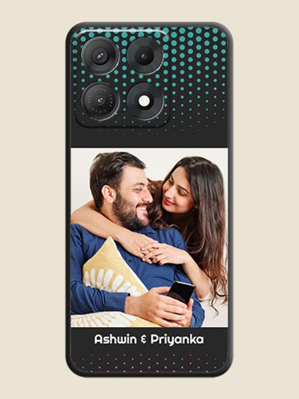 Faded Dots with Grunge Photo Frame and Text On Space Black Custom Soft Matte Mobile Back Cover - Motorola Edge 70 Max 5G