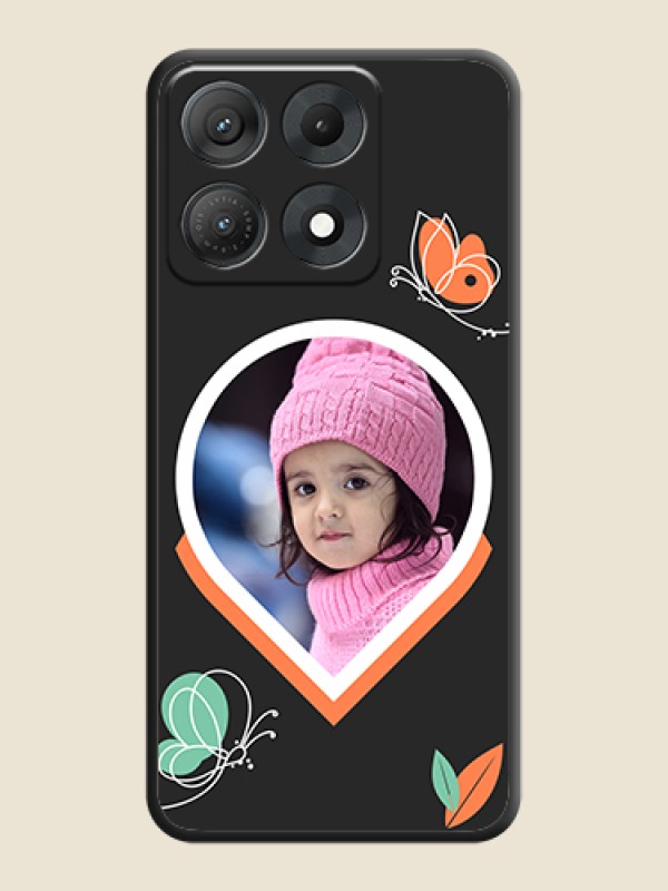 Upload Pic With Simple Butterly Design On Space Black Custom Soft Matte Mobile Back Cover - Motorola Edge 70 Max 5G