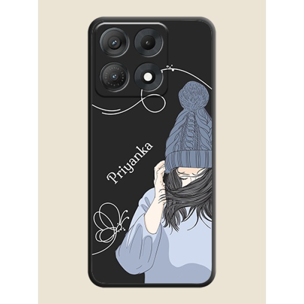 Girl With Blue Winter Outfiit Custom Text Design On Space Black Custom Soft Matte Mobile Back Cover - Motorola Edge 70 Max 5G Girl With Blue Winter Outfiit Custom Text Design On Space Black Custom Soft Matte Mobile Back Cover - Motorola Edge 70 Max 5G