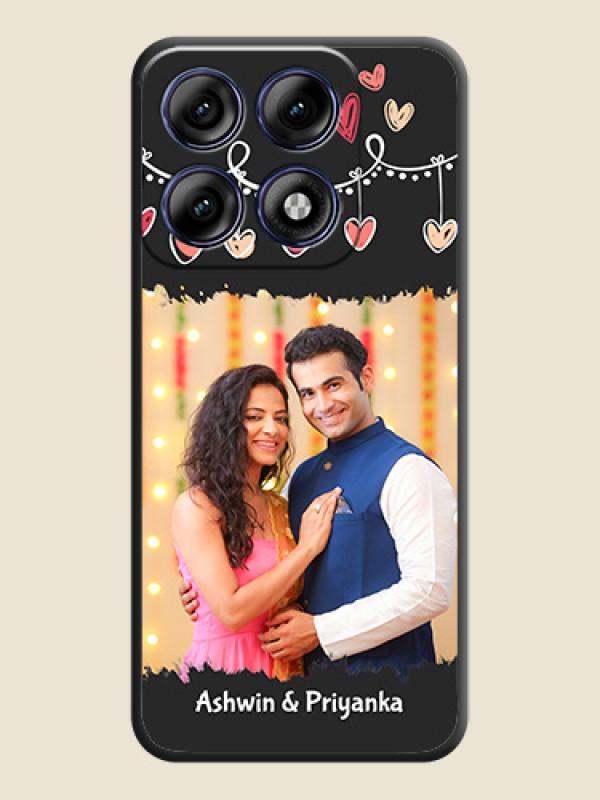 Pink Love Hangings with Name On Space Black Custom Soft Matte Mobile Back Cover - Motorola Edge 70 Pro 5G
