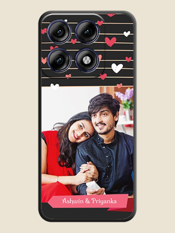 Love Pattern with Name on Pink Ribbon on Photo On Space Black Custom Soft Matte Mobile Back Cover - Motorola Edge 70 Pro 5G