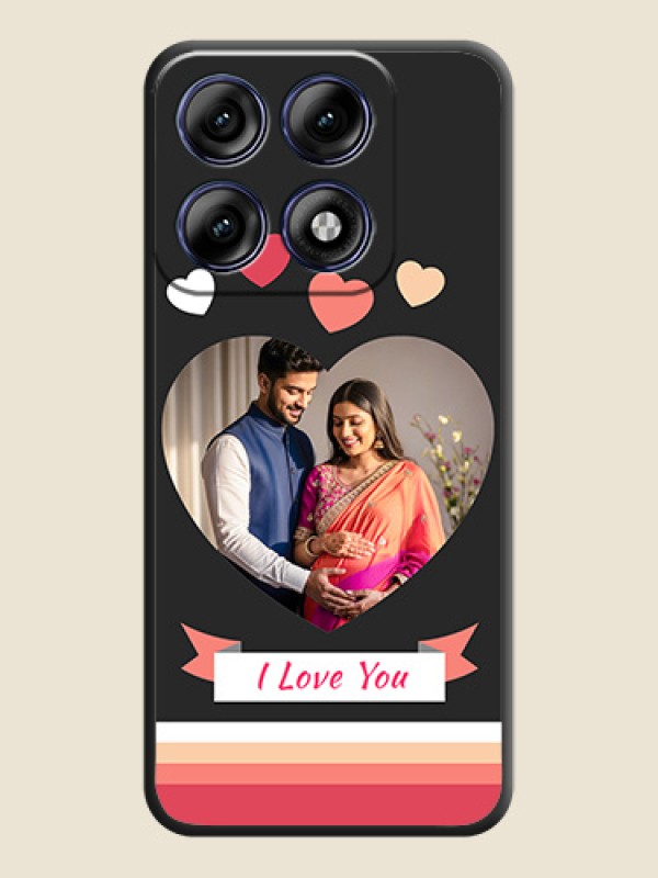 Love Shaped Photo with Colorful Stripes On Space Black Custom Soft Matte Mobile Back Cover - Motorola Edge 70 Pro 5G