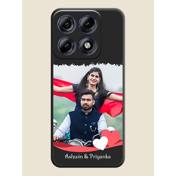 Pin Color Love Shaped Ribbon Design with Text On Space Black Custom Soft Matte Mobile Back Cover - Motorola Edge 70 Pro 5G