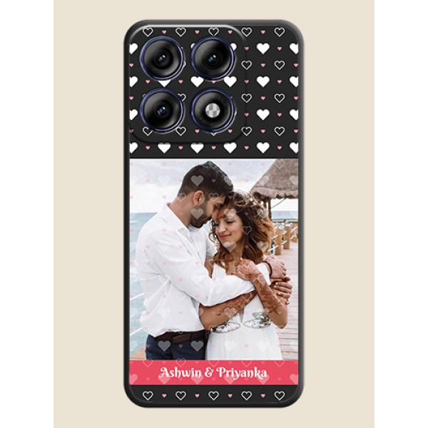 White Color Love Symbols with Text Design on Photo On Space Black Custom Soft Matte Mobile Back Cover - Motorola Edge 70 Pro 5G