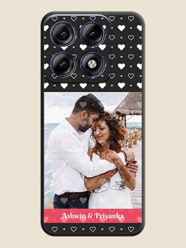 White Color Love Symbols with Text Design on Photo On Space Black Custom Soft Matte Mobile Back Cover - Motorola Edge 70 Pro 5G