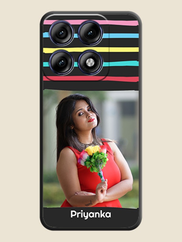 Multicolor Lines with Image On Space Black Custom Soft Matte Mobile Back Cover - Motorola Edge 70 Pro 5G