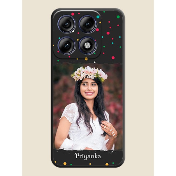 Multicolor Dotted Pattern with Text On Space Black Custom Soft Matte Mobile Back Cover - Motorola Edge 70 Pro 5G Multicolor Dotted Pattern with Text On Space Black Custom Soft Matte Mobile Back Cover - Motorola Edge 70 Pro 5G