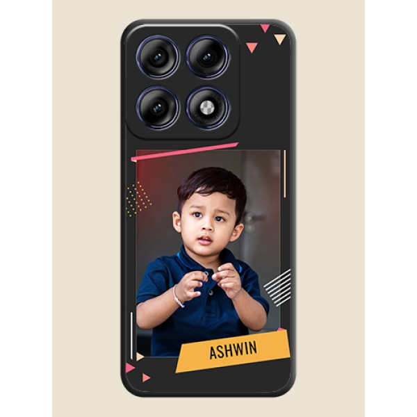Photo Frame with Triangle Small Dots on Photo On Space Black Custom Soft Matte Mobile Back Cover - Motorola Edge 70 Pro 5G
