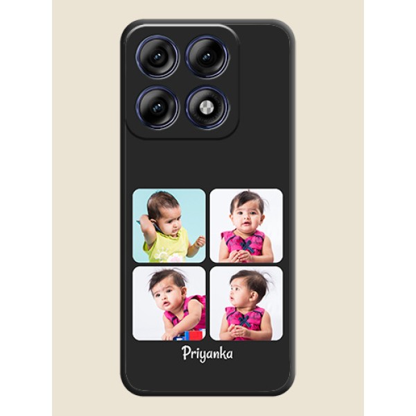 Floral Art with 6 Image Holder on Photo On Space Black Custom Soft Matte Mobile Back Cover - Motorola Edge 70 Pro 5G Floral Art with 6 Image Holder on Photo On Space Black Custom Soft Matte Mobile Back Cover - Motorola Edge 70 Pro 5G