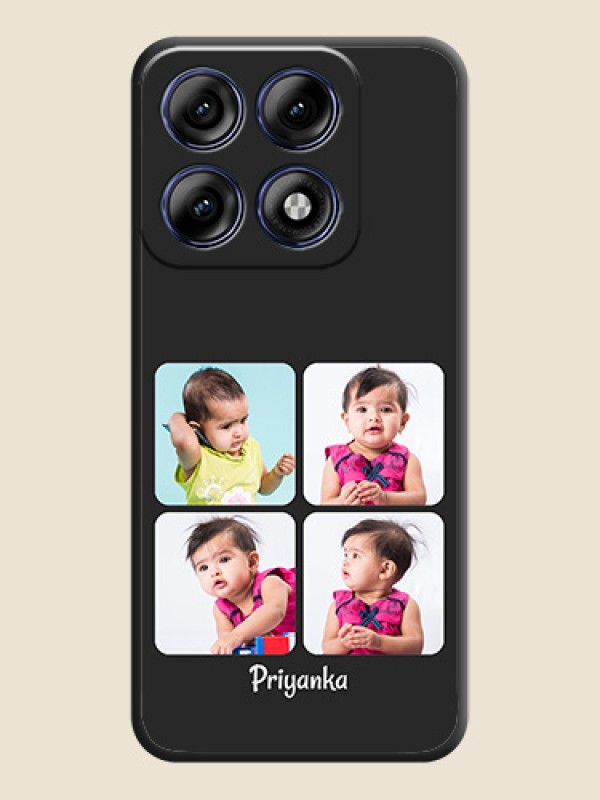 Floral Art with 6 Image Holder on Photo On Space Black Custom Soft Matte Mobile Back Cover - Motorola Edge 70 Pro 5G