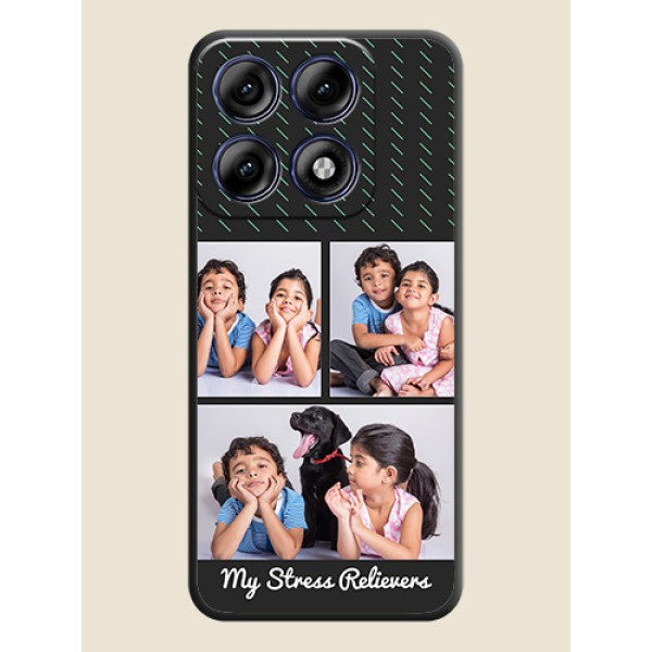 Cross Dotted Pattern with 2 Image Holder On Space Black Custom Soft Matte Mobile Back Cover - Motorola Edge 70 Pro 5G Cross Dotted Pattern with 2 Image Holder On Space Black Custom Soft Matte Mobile Back Cover - Motorola Edge 70 Pro 5G