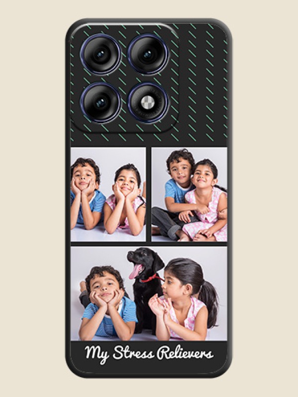 Cross Dotted Pattern with 2 Image Holder On Space Black Custom Soft Matte Mobile Back Cover - Motorola Edge 70 Pro 5G