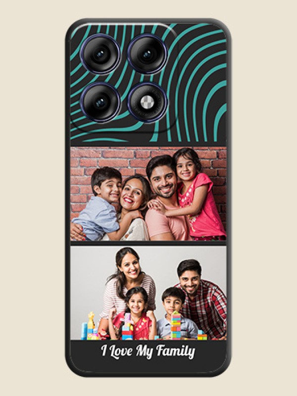 Wave Pattern with 2 Image Holder On Space Black Custom Soft Matte Mobile Back Cover - Motorola Edge 70 Pro 5G
