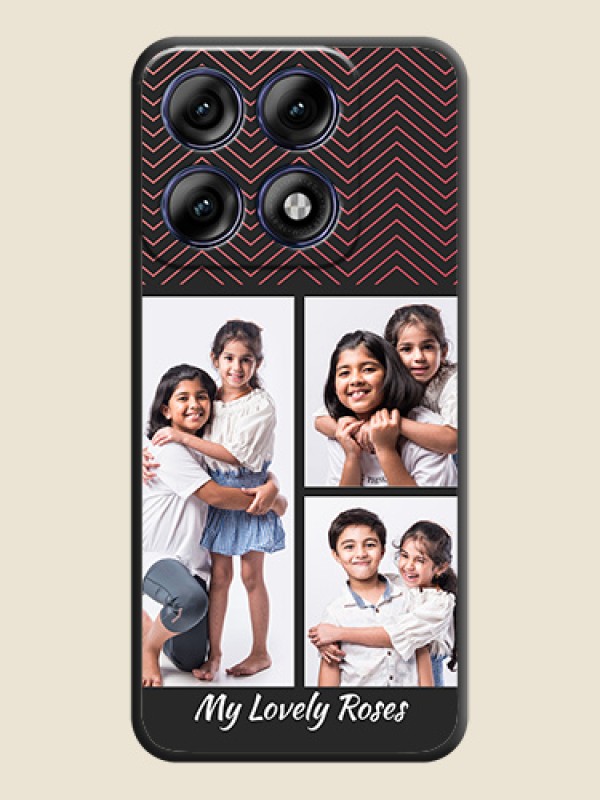 Wave Pattern with 3 Image Holder On Space Black Custom Soft Matte Mobile Back Cover - Motorola Edge 70 Pro 5G