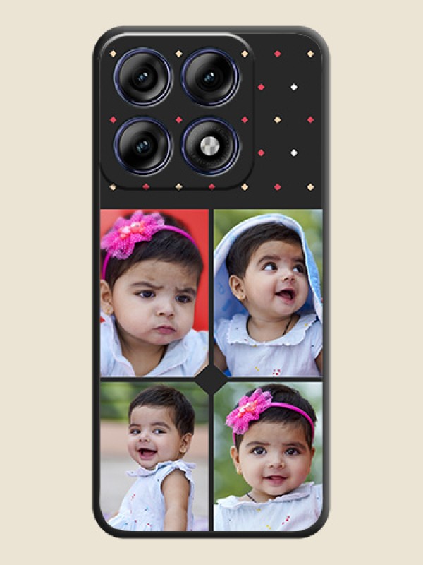 Multicolor Dotted Pattern with 4 Image Holder On Space Black Custom Soft Matte Mobile Back Cover - Motorola Edge 70 Pro 5G