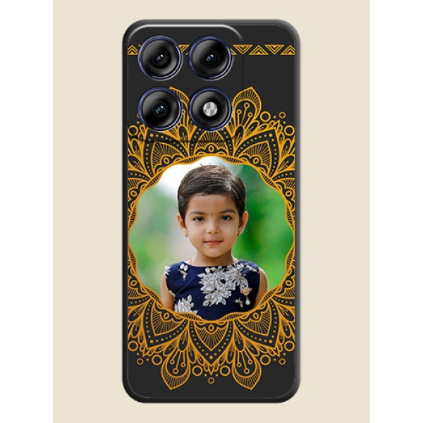 Round Image with Floral Design On Space Black Custom Soft Matte Mobile Back Cover - Motorola Edge 70 Pro 5G Round Image with Floral Design On Space Black Custom Soft Matte Mobile Back Cover - Motorola Edge 70 Pro 5G