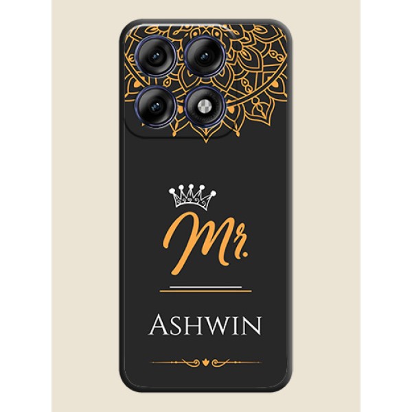 Mr Name with Floral Design On Space Black Custom Soft Matte Mobile Back Cover - Motorola Edge 70 Pro 5G Mr Name with Floral Design On Space Black Custom Soft Matte Mobile Back Cover - Motorola Edge 70 Pro 5G