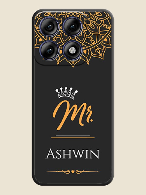Mr Name with Floral Design On Space Black Custom Soft Matte Mobile Back Cover - Motorola Edge 70 Pro 5G