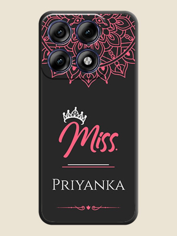 Mrs Name with Floral Design On Space Black Custom Soft Matte Mobile Back Cover - Motorola Edge 70 Pro 5G