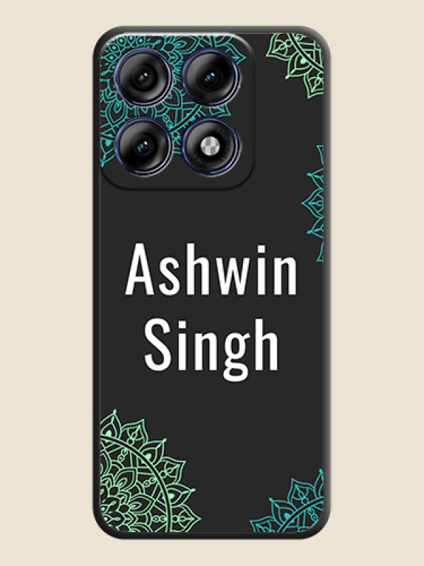 Your Name with Floral Design On Space Black Custom Soft Matte Mobile Back Cover - Motorola Edge 70 Pro 5G