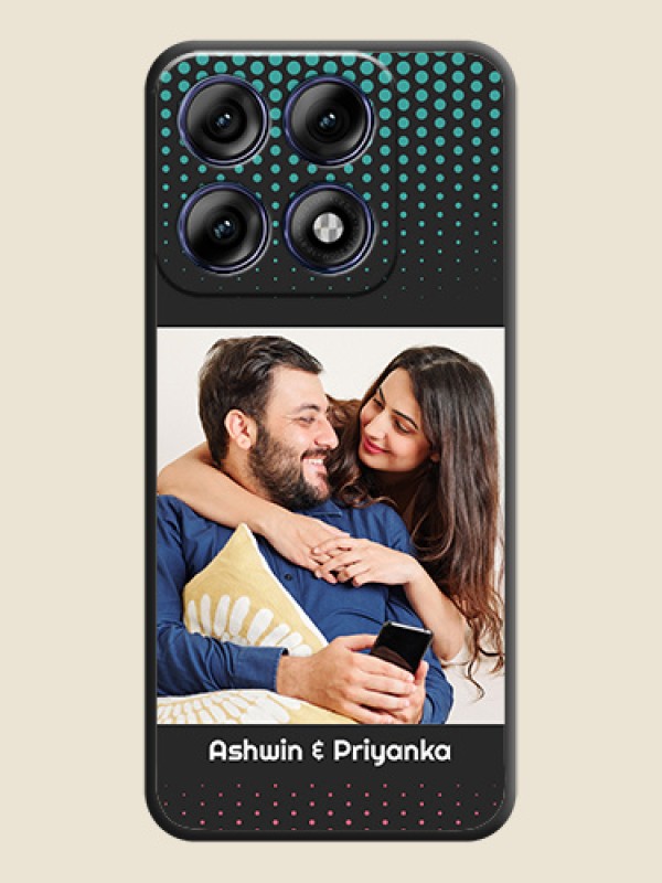 Faded Dots with Grunge Photo Frame and Text On Space Black Custom Soft Matte Mobile Back Cover - Motorola Edge 70 Pro 5G