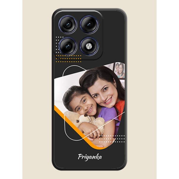 Yellow Triangle on Photo On Space Black Custom Soft Matte Mobile Back Cover - Motorola Edge 70 Pro 5G