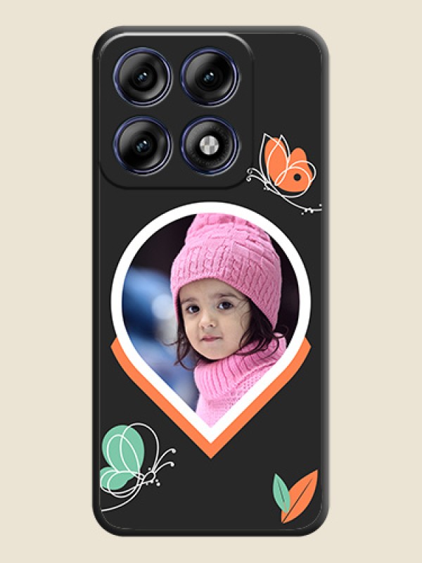 Upload Pic With Simple Butterly Design On Space Black Custom Soft Matte Mobile Back Cover - Motorola Edge 70 Pro 5G