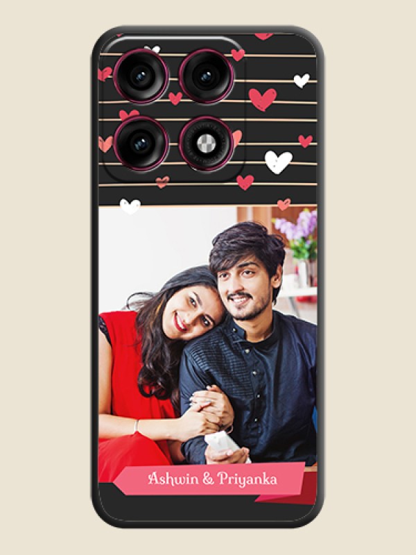Love Pattern with Name on Pink Ribbon on Photo On Space Black Custom Soft Matte Mobile Back Cover - Motorola Edge 70 Pro Plus 5G