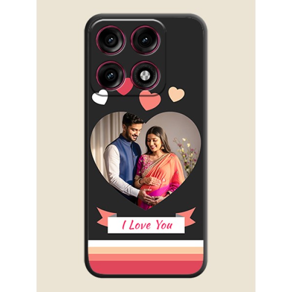 Love Shaped Photo with Colorful Stripes On Space Black Custom Soft Matte Mobile Back Cover - Motorola Edge 70 Pro Plus 5G
