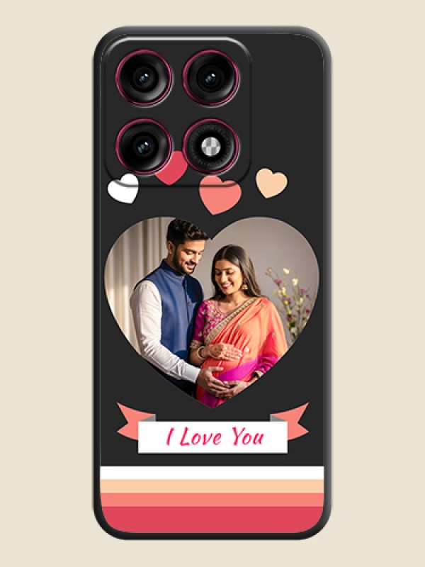 Love Shaped Photo with Colorful Stripes On Space Black Custom Soft Matte Mobile Back Cover - Motorola Edge 70 Pro Plus 5G