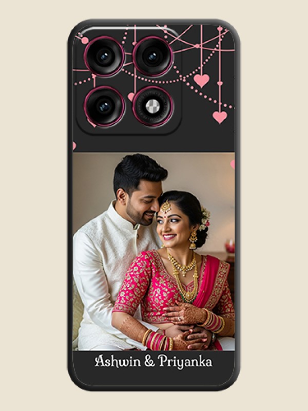 Pink Love Hangings with Text On Space Black Custom Soft Matte Mobile Back Cover - Motorola Edge 70 Pro Plus 5G
