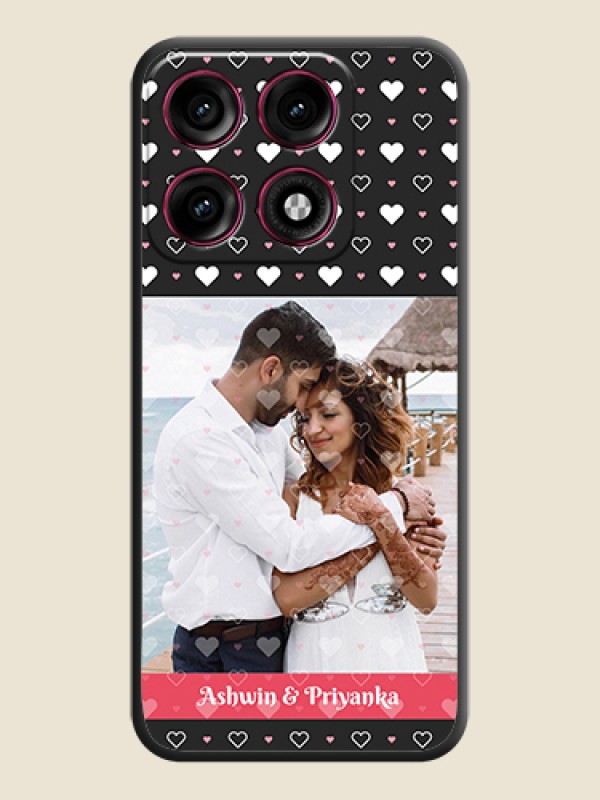 White Color Love Symbols with Text Design on Photo On Space Black Custom Soft Matte Mobile Back Cover - Motorola Edge 70 Pro Plus 5G