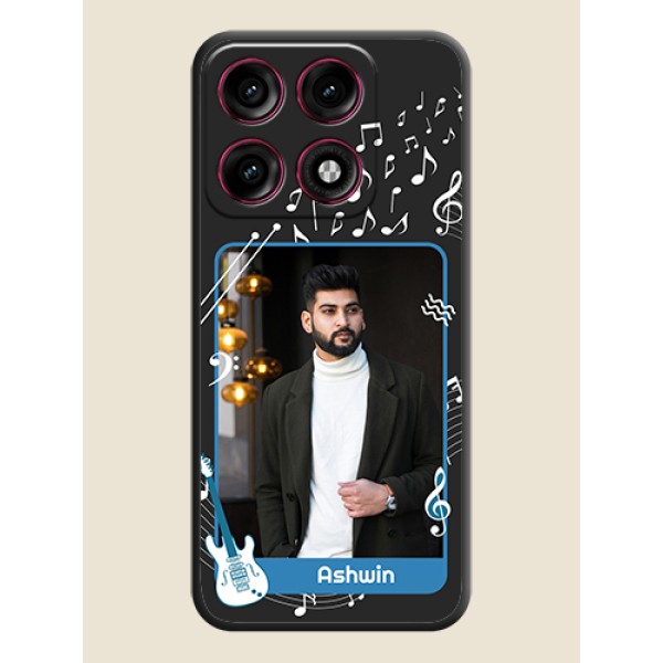 Musical Theme Design with Text on Photo On Space Black Custom Soft Matte Mobile Back Cover - Motorola Edge 70 Pro Plus 5G