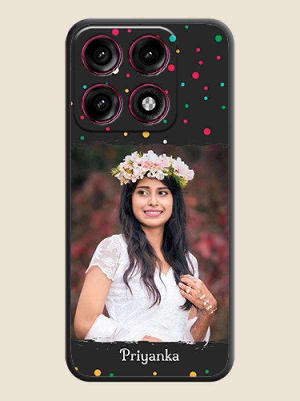 Multicolor Dotted Pattern with Text On Space Black Custom Soft Matte Mobile Back Cover - Motorola Edge 70 Pro Plus 5G
