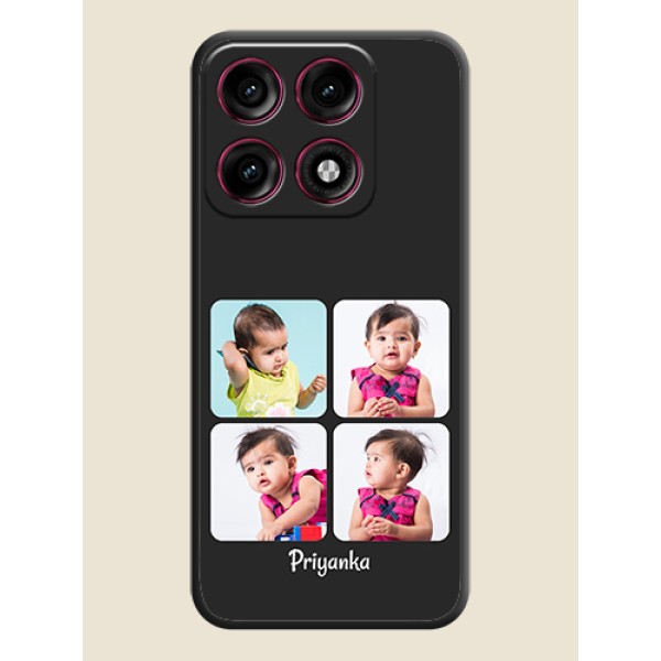 Floral Art with 6 Image Holder on Photo On Space Black Custom Soft Matte Mobile Back Cover - Motorola Edge 70 Pro Plus 5G Floral Art with 6 Image Holder on Photo On Space Black Custom Soft Matte Mobile Back Cover - Motorola Edge 70 Pro Plus 5G