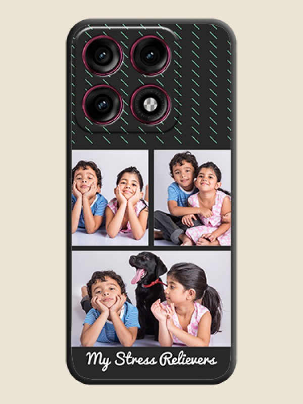 Cross Dotted Pattern with 2 Image Holder On Space Black Custom Soft Matte Mobile Back Cover - Motorola Edge 70 Pro Plus 5G