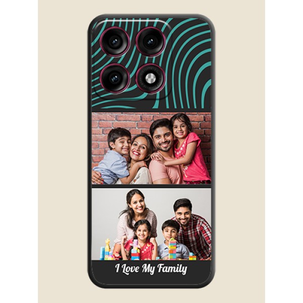 Wave Pattern with 2 Image Holder On Space Black Custom Soft Matte Mobile Back Cover - Motorola Edge 70 Pro Plus 5G Wave Pattern with 2 Image Holder On Space Black Custom Soft Matte Mobile Back Cover - Motorola Edge 70 Pro Plus 5G
