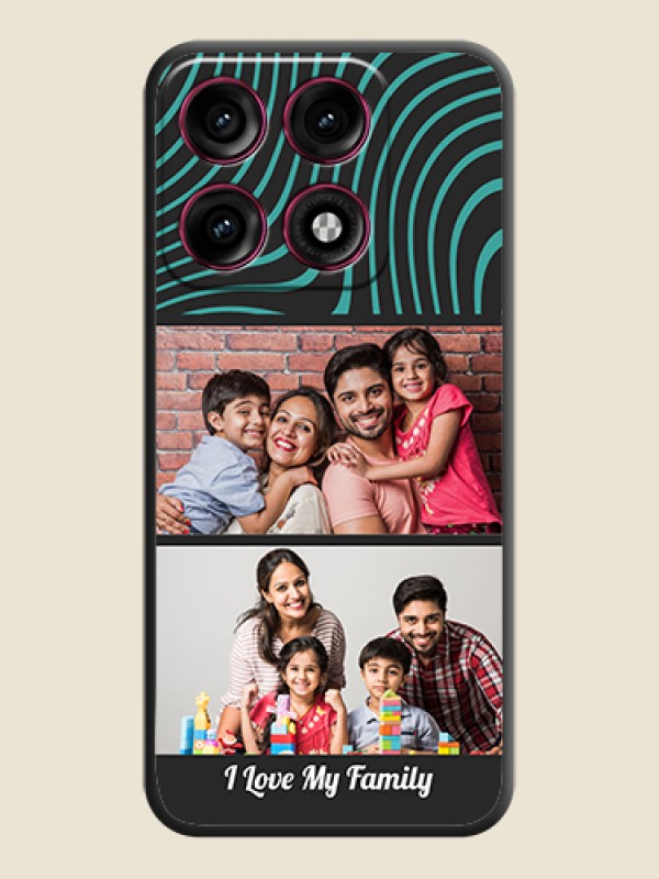 Wave Pattern with 2 Image Holder On Space Black Custom Soft Matte Mobile Back Cover - Motorola Edge 70 Pro Plus 5G