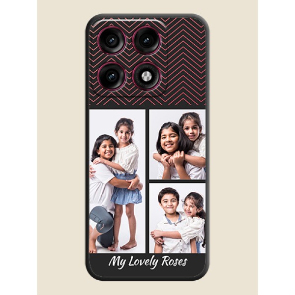 Wave Pattern with 3 Image Holder On Space Black Custom Soft Matte Mobile Back Cover - Motorola Edge 70 Pro Plus 5G Wave Pattern with 3 Image Holder On Space Black Custom Soft Matte Mobile Back Cover - Motorola Edge 70 Pro Plus 5G