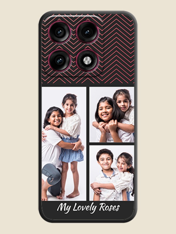 Wave Pattern with 3 Image Holder On Space Black Custom Soft Matte Mobile Back Cover - Motorola Edge 70 Pro Plus 5G