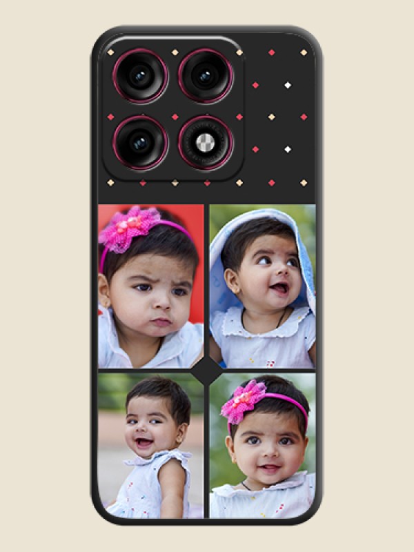 Multicolor Dotted Pattern with 4 Image Holder On Space Black Custom Soft Matte Mobile Back Cover - Motorola Edge 70 Pro Plus 5G