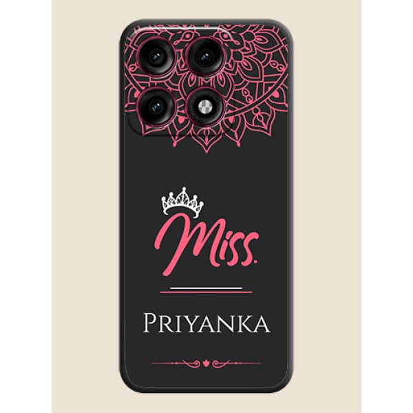 Mrs Name with Floral Design On Space Black Custom Soft Matte Mobile Back Cover - Motorola Edge 70 Pro Plus 5G